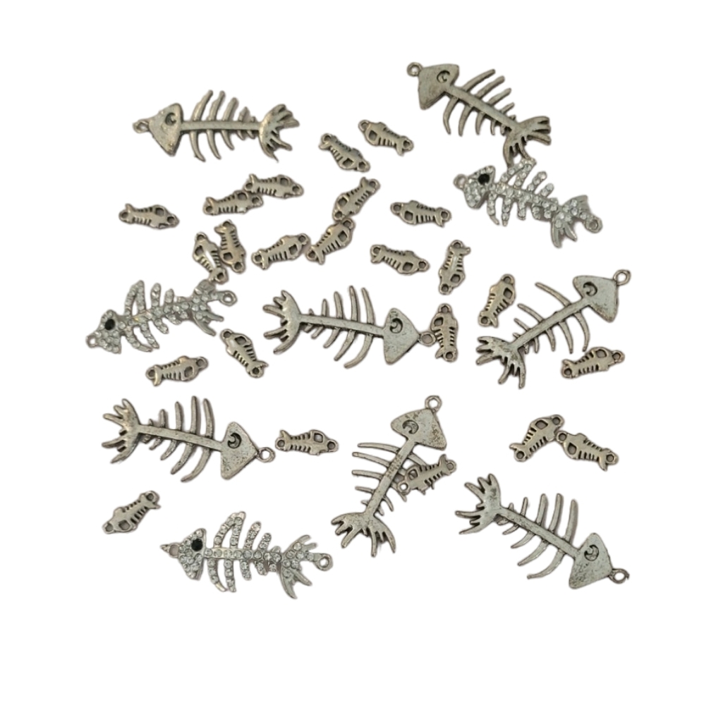 33 Piece Bone Fish Charms for Jewelry Making